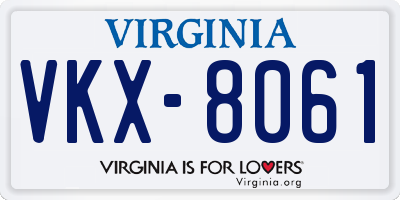 VA license plate VKX8061