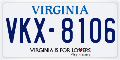 VA license plate VKX8106