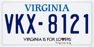 VA license plate VKX8121
