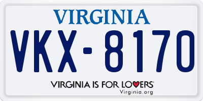 VA license plate VKX8170