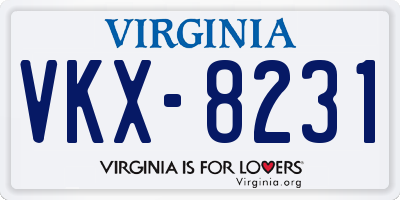 VA license plate VKX8231