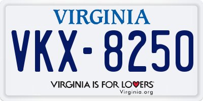 VA license plate VKX8250