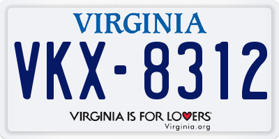 VA license plate VKX8312