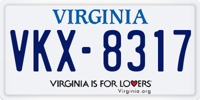 VA license plate VKX8317