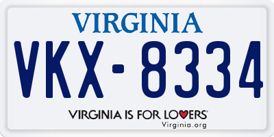 VA license plate VKX8334
