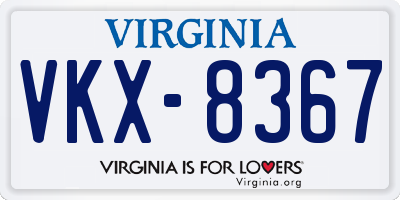 VA license plate VKX8367