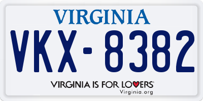 VA license plate VKX8382