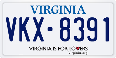 VA license plate VKX8391