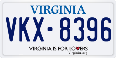 VA license plate VKX8396