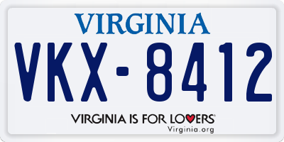 VA license plate VKX8412