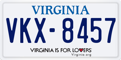 VA license plate VKX8457