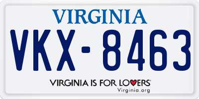 VA license plate VKX8463