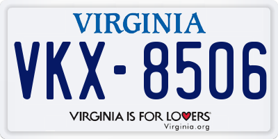 VA license plate VKX8506