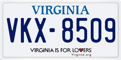 VA license plate VKX8509