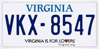 VA license plate VKX8547