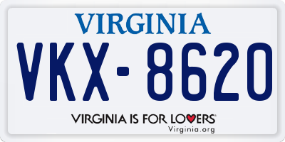 VA license plate VKX8620