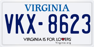 VA license plate VKX8623