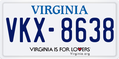 VA license plate VKX8638