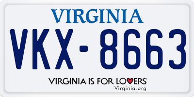 VA license plate VKX8663