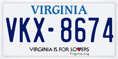 VA license plate VKX8674