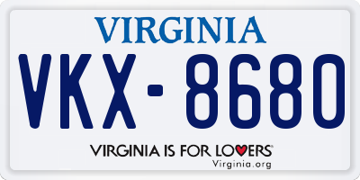 VA license plate VKX8680