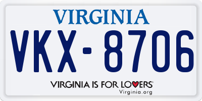 VA license plate VKX8706
