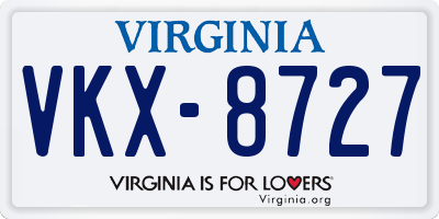 VA license plate VKX8727
