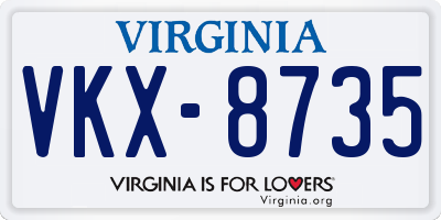 VA license plate VKX8735