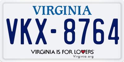 VA license plate VKX8764
