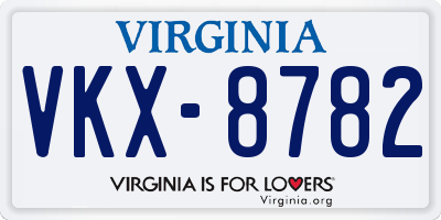 VA license plate VKX8782