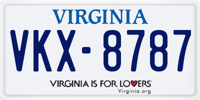VA license plate VKX8787