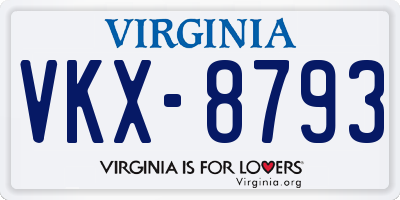 VA license plate VKX8793