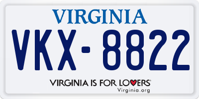 VA license plate VKX8822