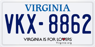 VA license plate VKX8862