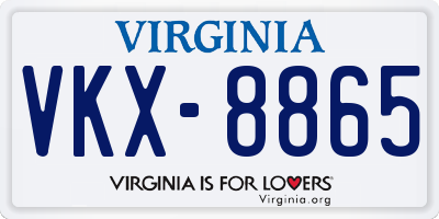 VA license plate VKX8865