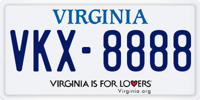 VA license plate VKX8888