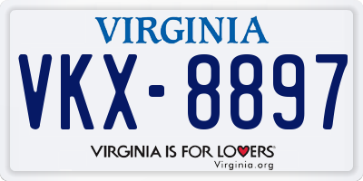VA license plate VKX8897