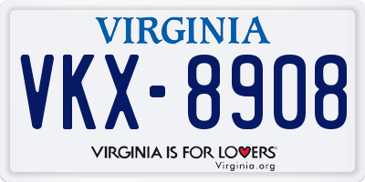 VA license plate VKX8908