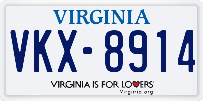 VA license plate VKX8914