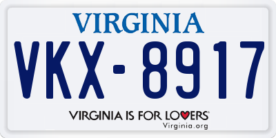 VA license plate VKX8917
