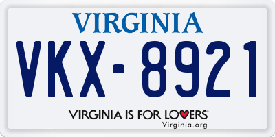 VA license plate VKX8921
