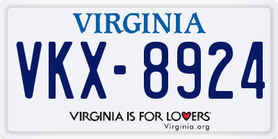 VA license plate VKX8924