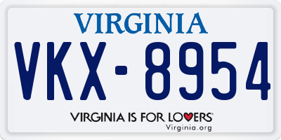 VA license plate VKX8954