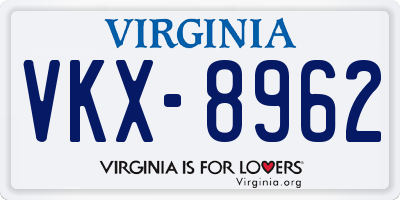 VA license plate VKX8962
