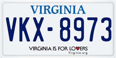 VA license plate VKX8973