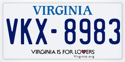 VA license plate VKX8983