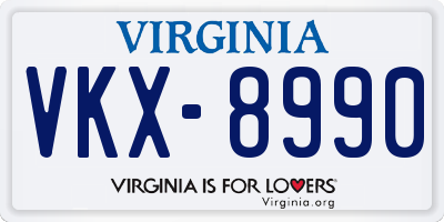 VA license plate VKX8990