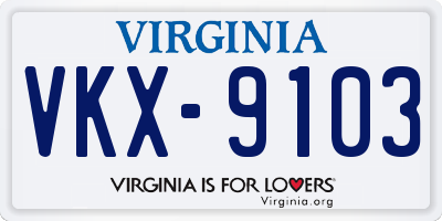 VA license plate VKX9103