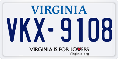 VA license plate VKX9108
