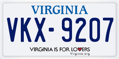 VA license plate VKX9207